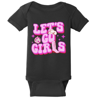 Let's Go Cowgirl Boot Country Western Southern Cowgirl Baby Bodysuit