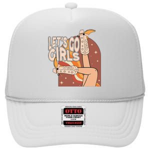 Lets Go Cow Boots Country Bachelorette Party High Crown Mesh Back Trucker Hat