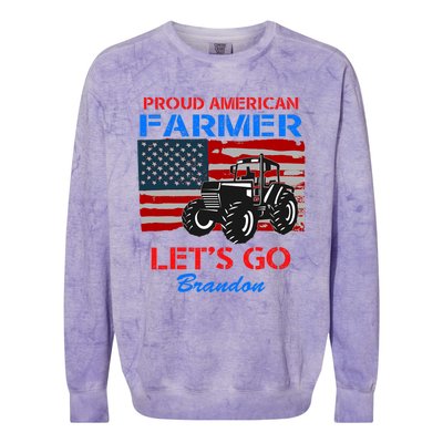 Let's Go Conservative US Flag Proud American Farmer Brandon Colorblast Crewneck Sweatshirt