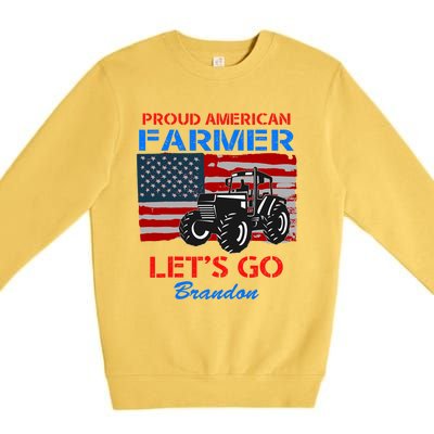 Let's Go Conservative US Flag Proud American Farmer Brandon Premium Crewneck Sweatshirt