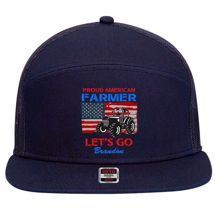 Let's Go Conservative US Flag Proud American Farmer Brandon 7 Panel Mesh Trucker Snapback Hat