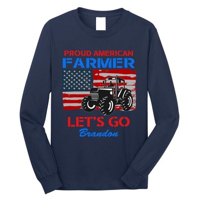 Let's Go Conservative US Flag Proud American Farmer Brandon Long Sleeve Shirt