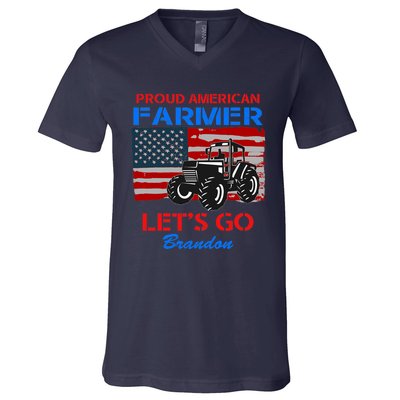 Let's Go Conservative US Flag Proud American Farmer Brandon V-Neck T-Shirt