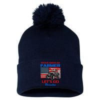 Let's Go Conservative US Flag Proud American Farmer Brandon Pom Pom 12in Knit Beanie