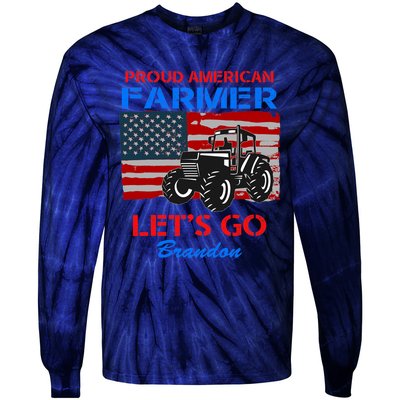 Let's Go Conservative US Flag Proud American Farmer Brandon Tie-Dye Long Sleeve Shirt