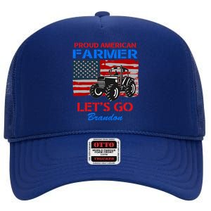 Let's Go Conservative US Flag Proud American Farmer Brandon High Crown Mesh Back Trucker Hat