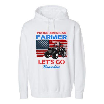 Let's Go Conservative US Flag Proud American Farmer Brandon Garment-Dyed Fleece Hoodie