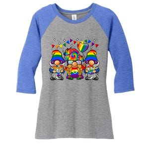 Lgbtq Gnomes Colorful Gnomes Pride Love Rainbow Pride Funny Gift Women's Tri-Blend 3/4-Sleeve Raglan Shirt