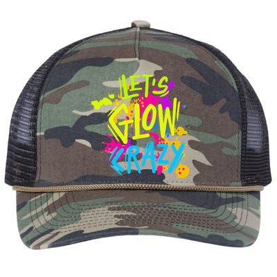 Let's Glow Crazy Glow Party Retro 80s Colors Party Lover Retro Rope Trucker Hat Cap