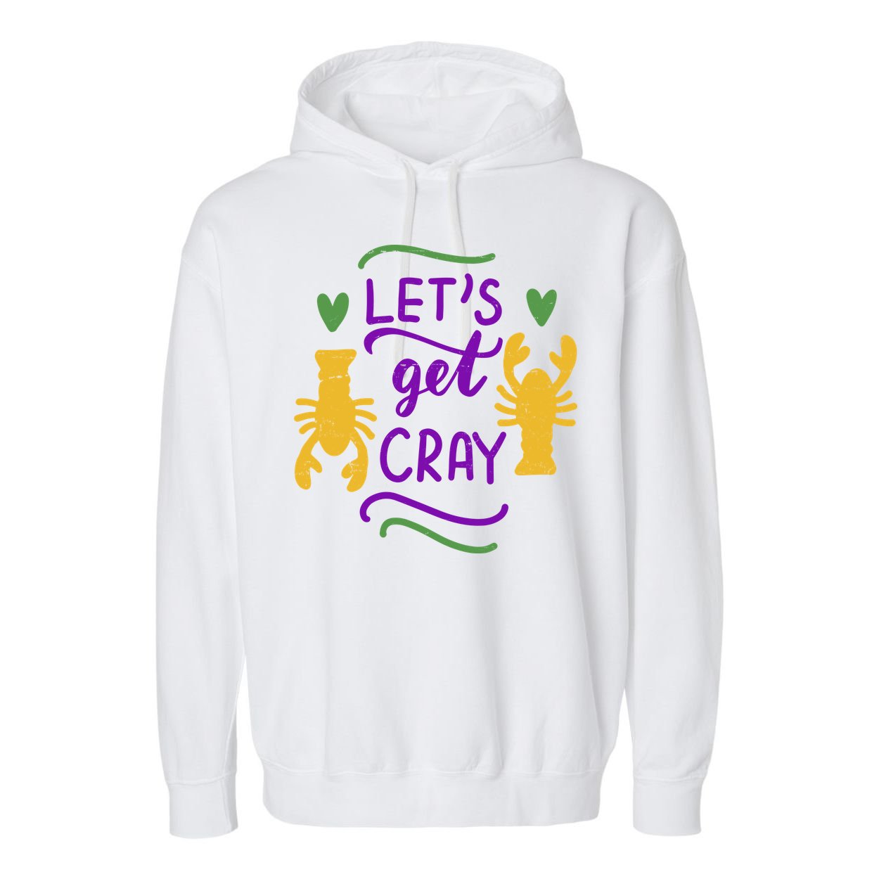 Let's Get Cray Mardi Gras Lobster Garment-Dyed Fleece Hoodie