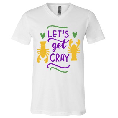 Let's Get Cray Mardi Gras Lobster V-Neck T-Shirt