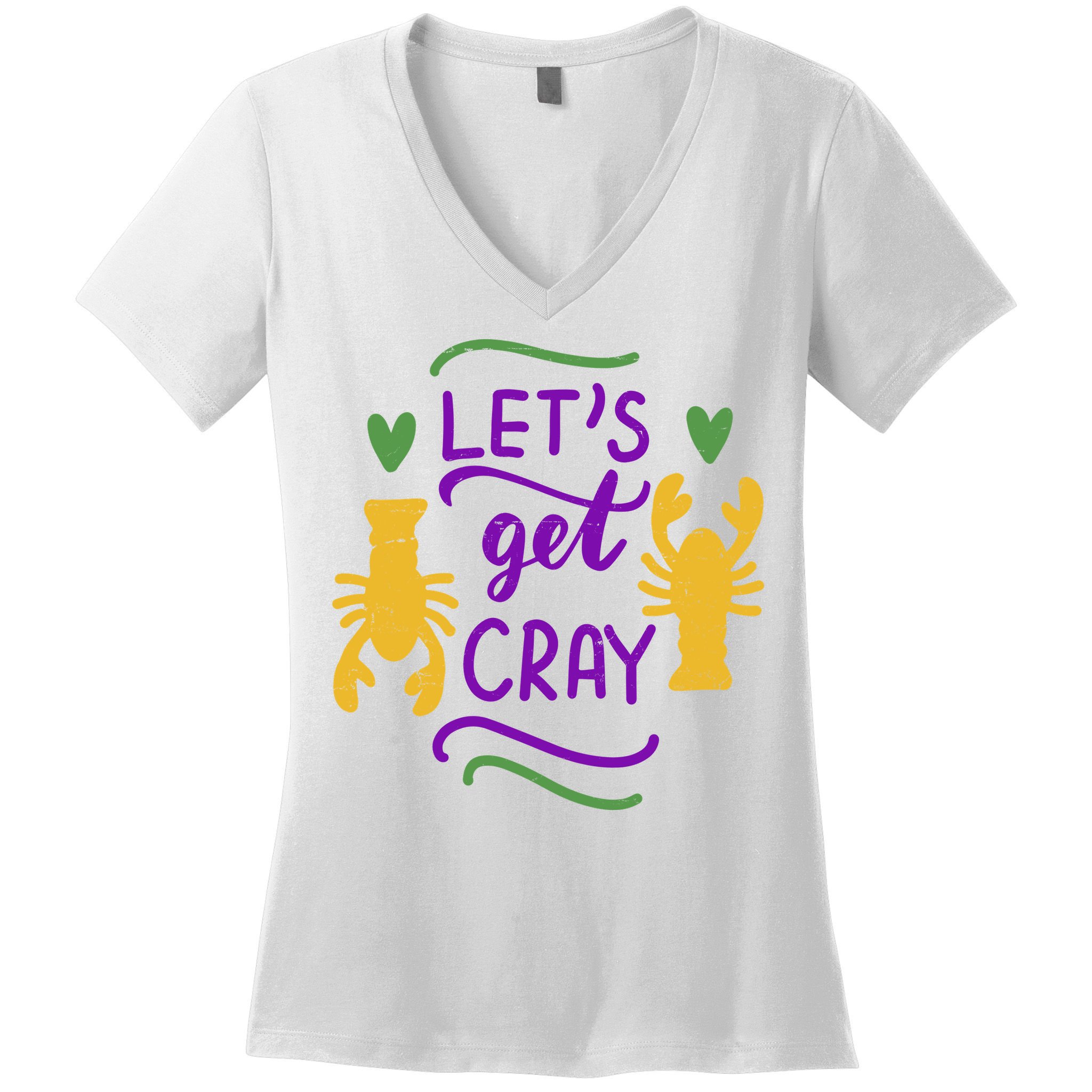 Let's Get Cray Mardi Gras Lobster Women's V-Neck T-Shirt
