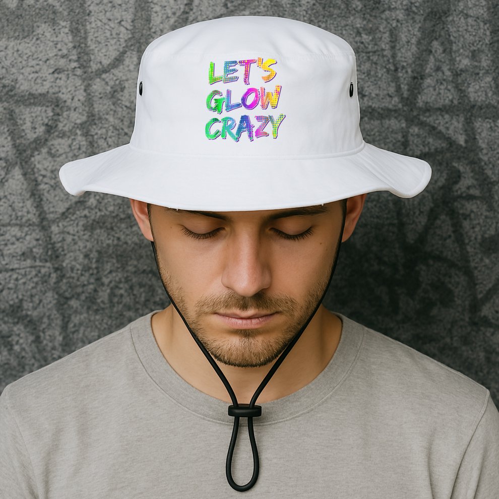 Let's Glow Crazy Shirt Neon Glow Dance Party Bucket Hat