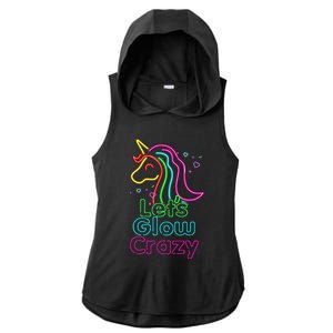 Lets Glow Crazy Glow Party Unicorn Lover Birthday Ladies PosiCharge Tri-Blend Wicking Draft Hoodie Tank