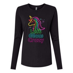 Lets Glow Crazy Glow Party Unicorn Lover Birthday Womens Cotton Relaxed Long Sleeve T-Shirt