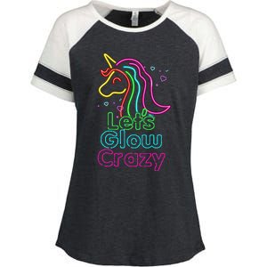 Lets Glow Crazy Glow Party Unicorn Lover Birthday Enza Ladies Jersey Colorblock Tee