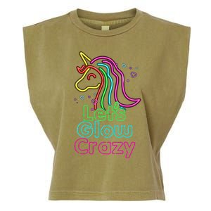 Lets Glow Crazy Glow Party Unicorn Lover Birthday Garment-Dyed Women's Muscle Tee