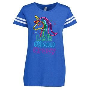 Lets Glow Crazy Glow Party Unicorn Lover Birthday Enza Ladies Jersey Football T-Shirt