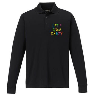 Lets Glow Crazy Glow Party 80s Retro Costume Party Lover Performance Long Sleeve Polo