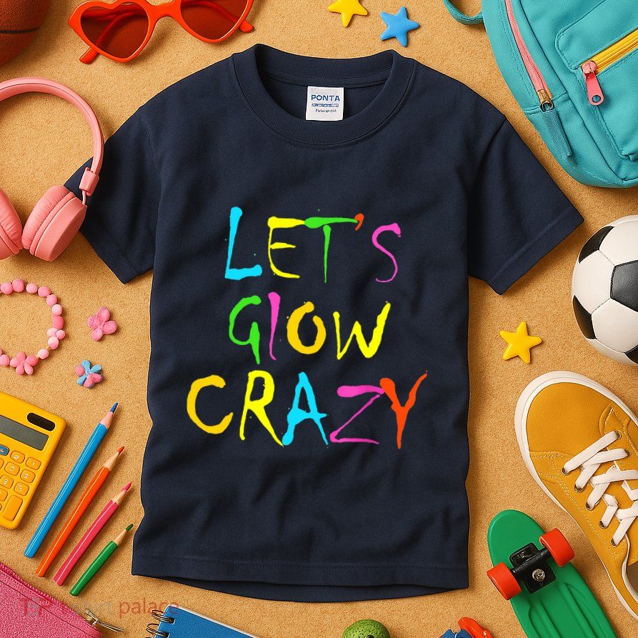 Lets Glow Crazy Glow Party 80s Retro Costume Party Lover Kids T-Shirt