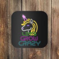 Lets Glow Crazy Glow Party Unicorn Lover Birthday Coaster