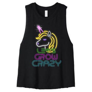 Lets Glow Crazy Glow Party Unicorn Lover Birthday Women's Racerback Cropped Tank