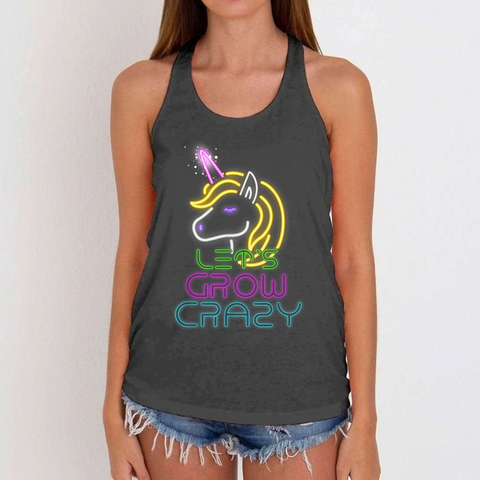 Lets Glow Crazy Glow Party Unicorn Lover Birthday Women's Knotted Racerback Tank