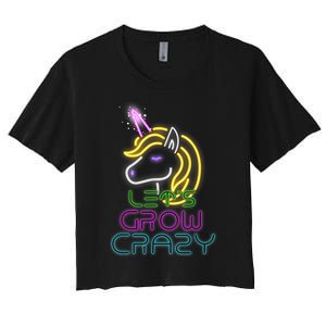 Lets Glow Crazy Glow Party Unicorn Lover Birthday Women's Crop Top Tee