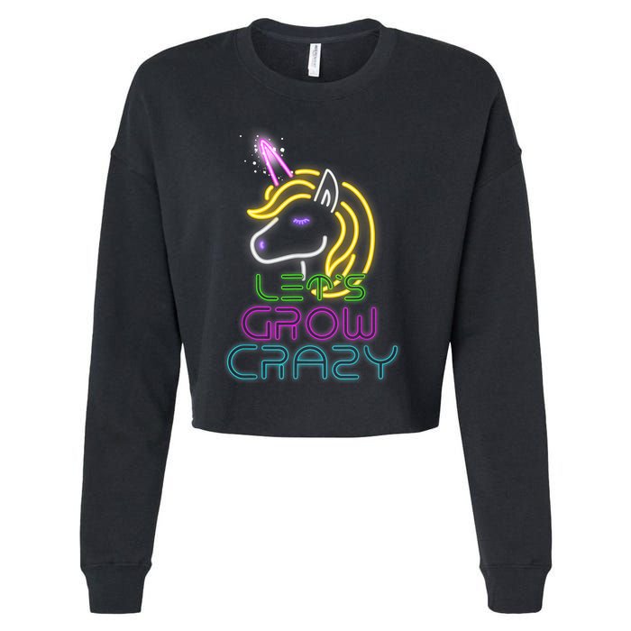 Lets Glow Crazy Glow Party Unicorn Lover Birthday Cropped Pullover Crew