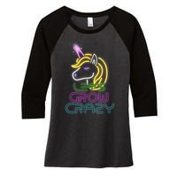 Lets Glow Crazy Glow Party Unicorn Lover Birthday Women's Tri-Blend 3/4-Sleeve Raglan Shirt