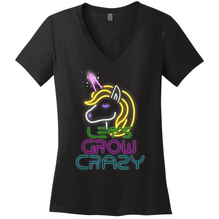 Lets Glow Crazy Glow Party Unicorn Lover Birthday Women's V-Neck T-Shirt