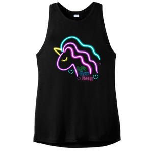 Let's Glow Crazy Unicorn Cute Ladies PosiCharge Tri-Blend Wicking Tank