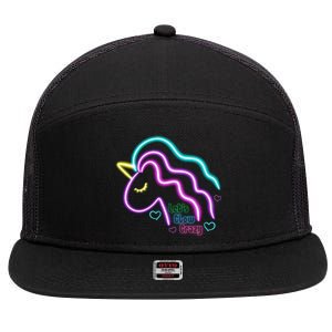 Let's Glow Crazy Unicorn Cute 7 Panel Mesh Trucker Snapback Hat