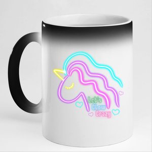 Let's Glow Crazy Unicorn Cute 11oz Black Color Changing Mug