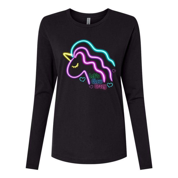 Let's Glow Crazy Unicorn Cute Womens Cotton Relaxed Long Sleeve T-Shirt