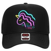 Let's Glow Crazy Unicorn Cute High Crown Mesh Back Trucker Hat