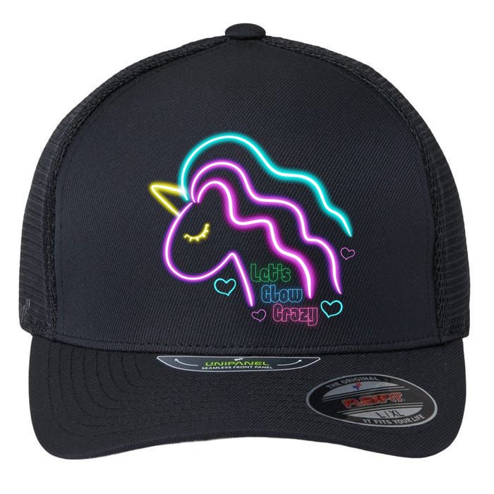 Let's Glow Crazy Unicorn Cute Flexfit Unipanel Trucker Cap