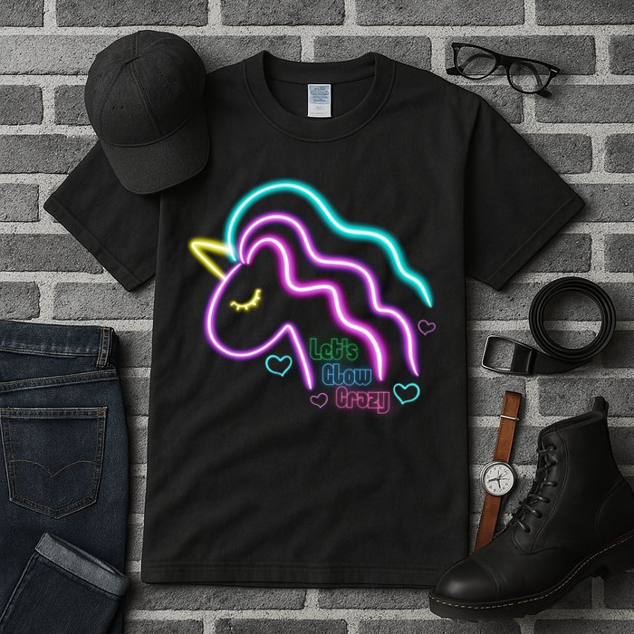 Let's Glow Crazy Unicorn Cute Tall T-Shirt