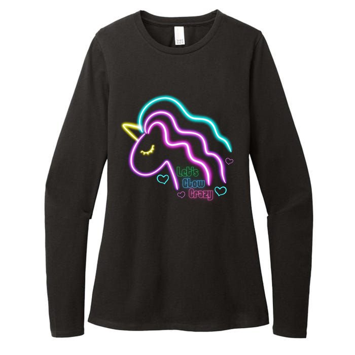 Let's Glow Crazy Unicorn Cute Womens CVC Long Sleeve Shirt