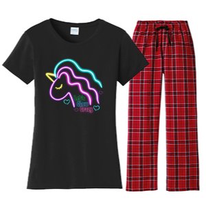 Let's Glow Crazy Unicorn Cute Women's Flannel Pajama Set