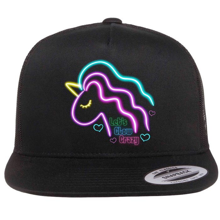 Let's Glow Crazy Unicorn Cute Flat Bill Trucker Hat