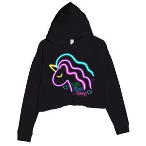 Let's Glow Crazy Unicorn Cute Crop Fleece Hoodie