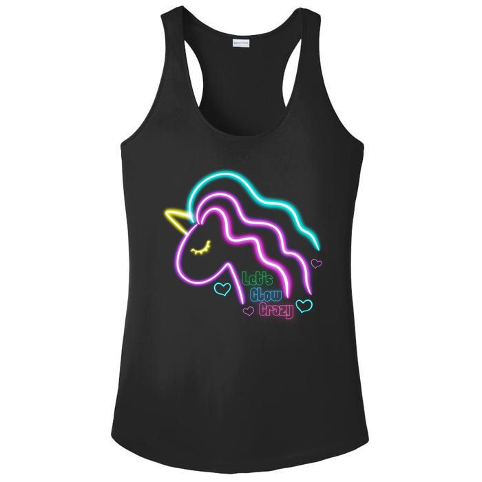 Let's Glow Crazy Unicorn Cute Ladies PosiCharge Competitor Racerback Tank