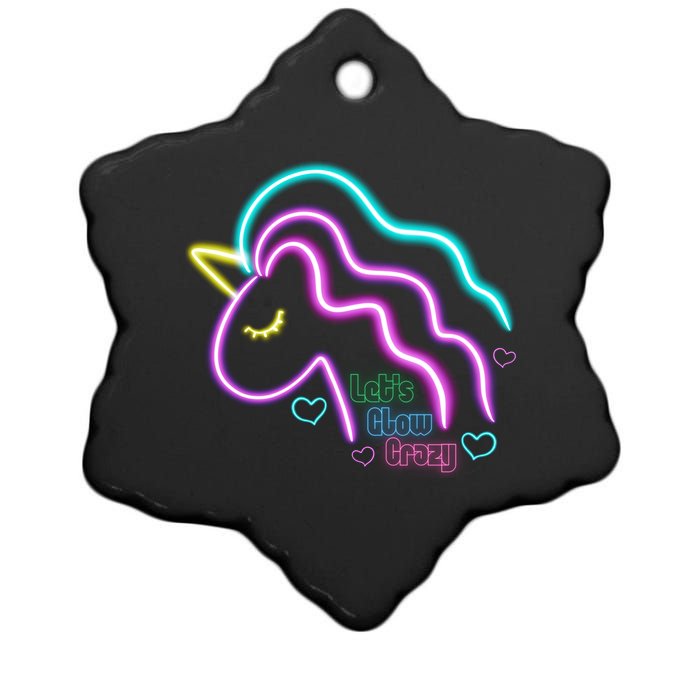 Let's Glow Crazy Unicorn Cute Ceramic Star Ornament