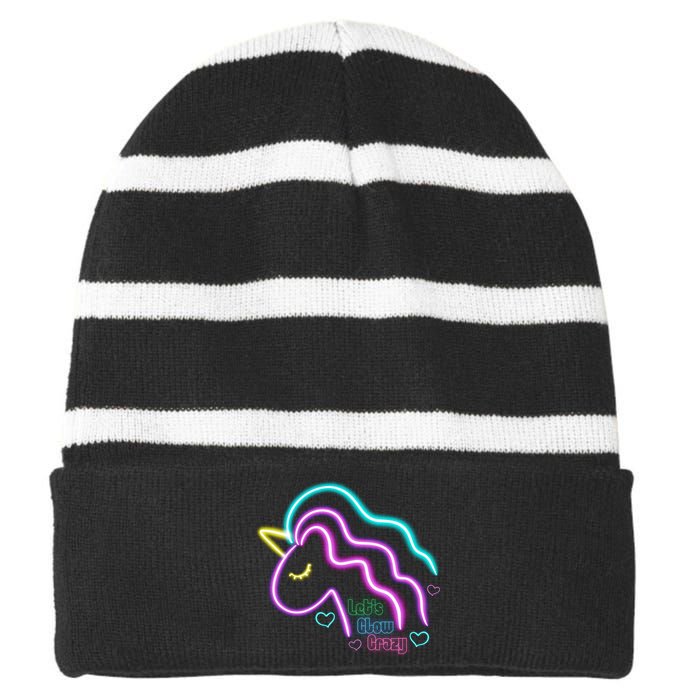 Let's Glow Crazy Unicorn Cute Striped Beanie with Solid Band