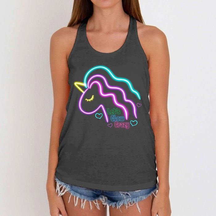 Let's Glow Crazy Unicorn Cute Women's Knotted Racerback Tank