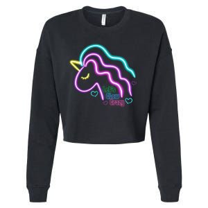 Let's Glow Crazy Unicorn Cute Cropped Pullover Crew