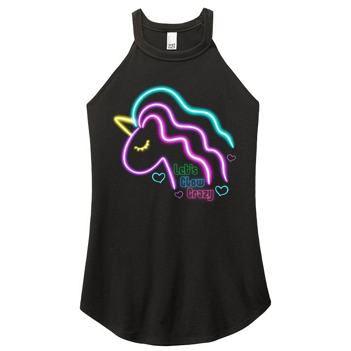 Let's Glow Crazy Unicorn Cute Women's Perfect Tri Rocker Tank