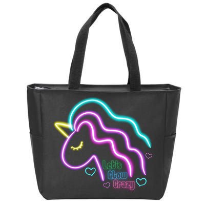 Let's Glow Crazy Unicorn Cute Zip Tote Bag