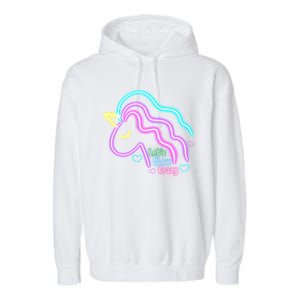 Let's Glow Crazy Unicorn Cute Garment-Dyed Fleece Hoodie